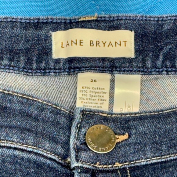 Lane Bryant Girlfriend Crop Jeans Size 26 Mid Rise Flex Waistband Distressed - Picture 5 of 16